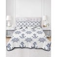 thumbnail image 2 of Quilts Queen Size Bedding Set, Blue Anchor Nautical Reversible Summer Quilt 3 Pieces, Rudder Coastal Summer Ocean Lightweight Bedspreads Coverlets with 2 Pillow Shams for All Seasons, 2 of 5