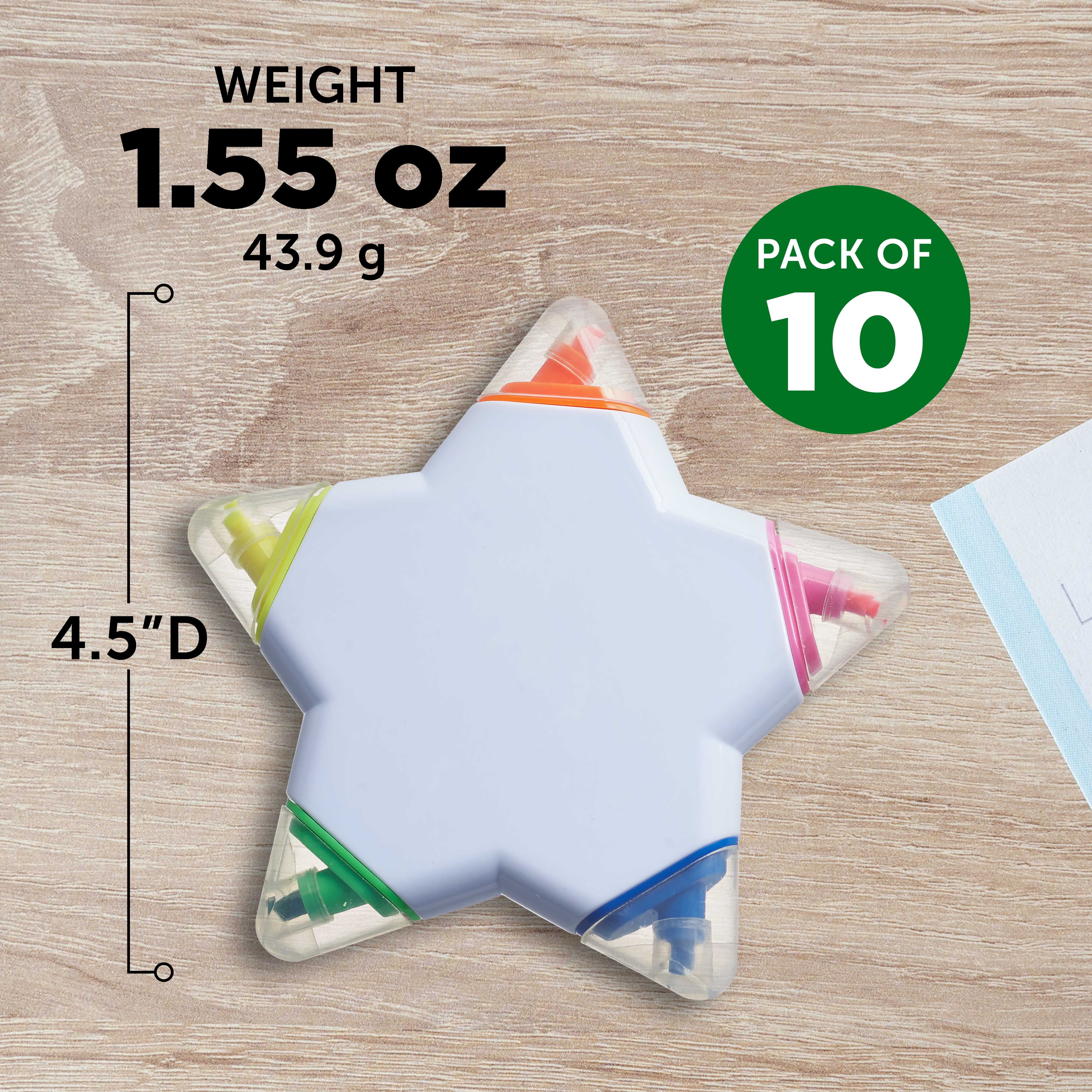 10 Star Shaped 5 Color Highlighters Pack - Stylish, Durable, Vibrant, Fair Value - White
