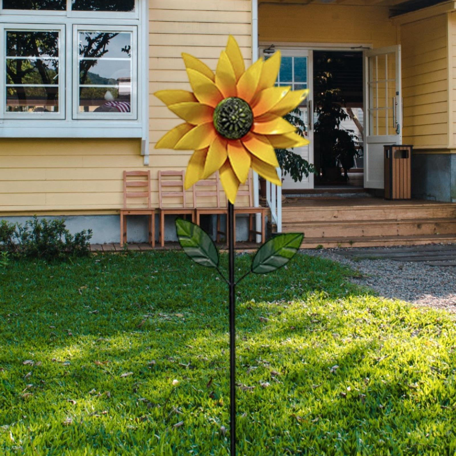 simhoa Outdoor Wind Statue Rotating Ornament Iron Wind Sculpture Garden Windmill for Yard Art Swimming Pool Lawn