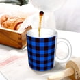 thumbnail image 3 of Yiaed Buffalo Plaid Blue Black Print Ceramics Coffee,Large Handle Design,Extra Large Tea and Coffee Cup for Office and Home Mugs, 3 of 6