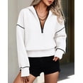 thumbnail image 3 of Sudadera PRETTYGARDEN 2025 Otoño Cropped Half Zip Hoodie M Blanca, 3 of 8