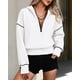 thumbnail image 3 of Sudadera PRETTYGARDEN 2025 Otoño Cropped Half Zip Hoodie M Blanca, 3 of 8