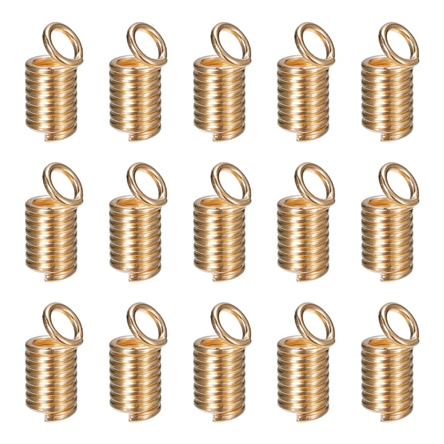 200uds Bobina Cuerda Extremos Unique Bargains 4.5x9.5mm Hierro Resorte Tubo Tapa Broches Claro Dorado
