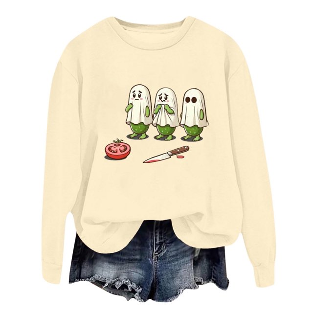 Chandail à Capuche pour Femmes Imprimé Lettre Col Rond Haut Doux Confortable Décontracté Manches Longues pour Automne Hiver Mode