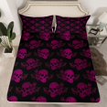 thumbnail image 2 of jejeloiu Pink Gothic Skull Twin Sheet Sets,Bohemian Vintage Flower Bedding For Adults 3 Pieces, 2 of 7