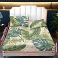thumbnail image 6 of Xoenoiee Tropical Monstera Palm Leaves Print 3 Pieces Fitted Sheet Set with 2 Pillowcases, Soft Microfiber Wrinkle-Free Bed Sheets with Elastic Band for Bedroom Decor, Twin Size, 6 of 7