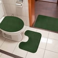 thumbnail image 4 of Solid Dark Green Bath Mat 3 Piece Bathroom Rug Set, Retro Minimalism Abstract Denim Texture Non Slip Bath Rug Contour Mat and Toilet Lid Cover, Absorbent Shower Mats Soft Bath Rugs and Mats Sets, 4 of 8