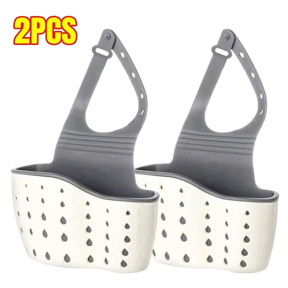 2 PCS Kitchen Sink Caddy 8.3x3x6 Inch Kitchen Sink Sponge Holder with Adjustable Strap & Drain Hole Hanging Sponge Holder for Kitchen Sink Restaurant Supplies
