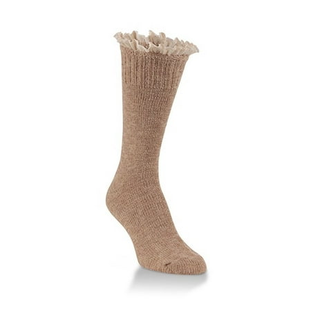 

World s Softest Socks - Weekend - Slub Crew Lace Top -Gingerbread