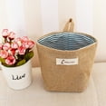 thumbnail image 5 of SPRING PARK Hanging Storage Bag Cotton Linen Small Storage Basket Collapsible Convenient Decor Bin Bag for Room Wall Door Closet, 5 of 7