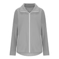 thumbnail image 4 of hlysgo Women's Casual Jacket Biker Moto Loose Fit Comfort Coat Lightweight Fall Bomber Outerwear Tops Gray,2xL, 4 of 5