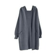 thumbnail image 2 of EchfiProm Hooded Sweater Women Gray Christmas Duster Knit Long Sleeve Solid Cardigan Outfits Sweater Coat with Pockets, 2 of 3