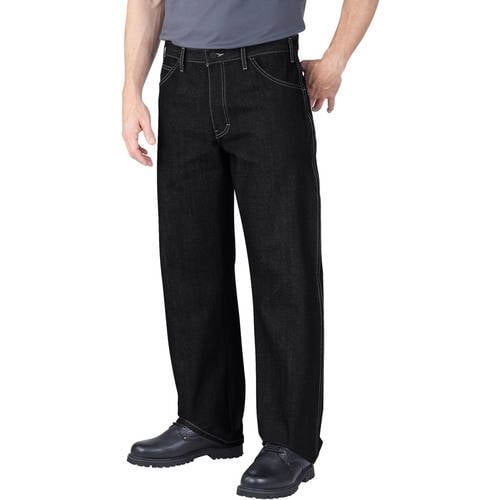 Men's Loose Fit Straight Leg Raw Denim Jeans - Walmart.com