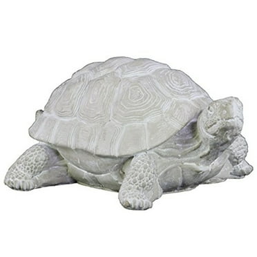 Cement Standing Turtle Figurine Washed Concrete Finish White