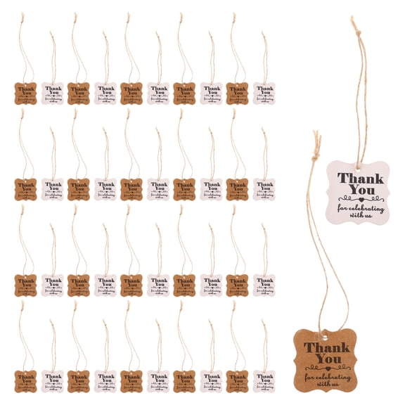 OFFIGAM 100 White Tags with String for Anniversary Thank You