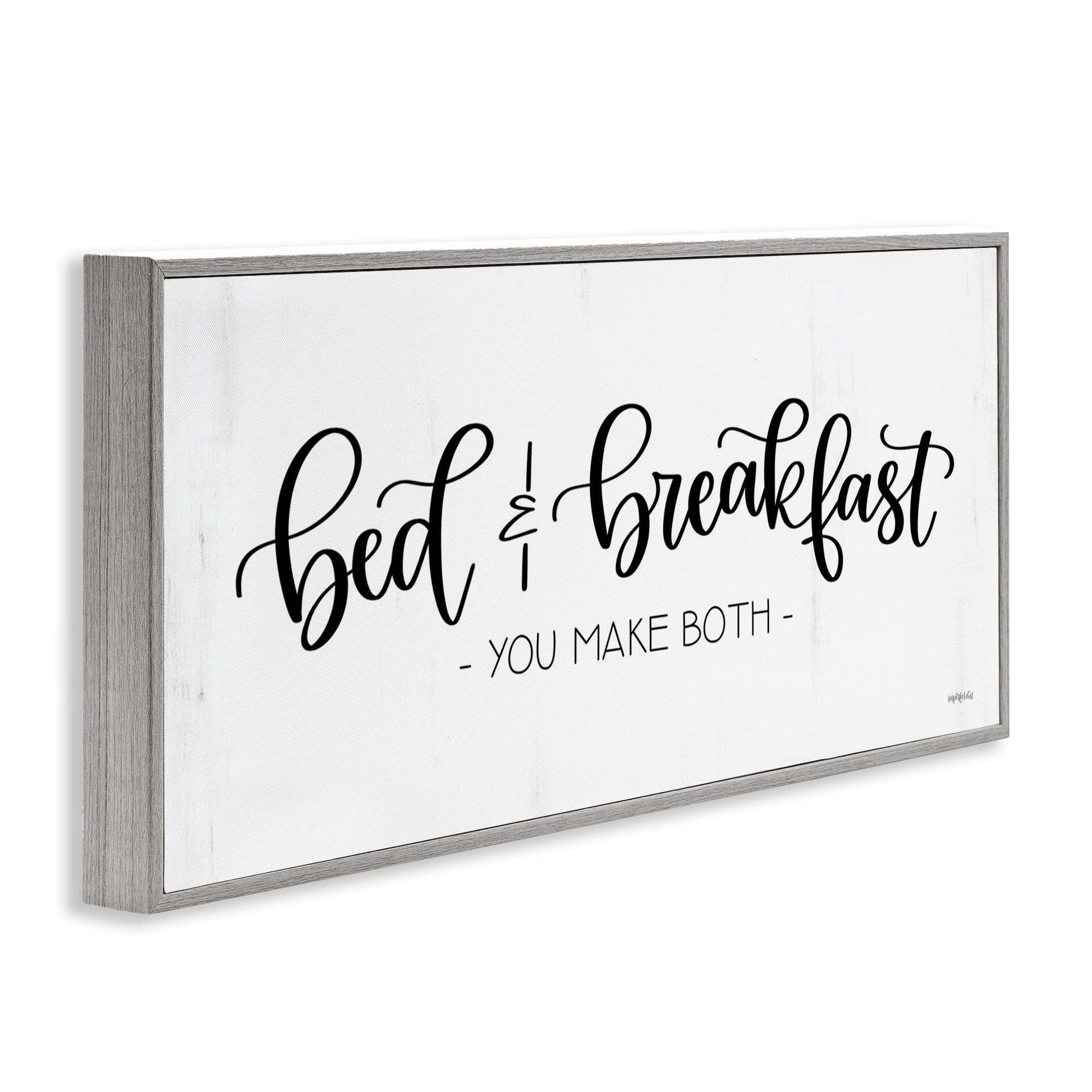 Stupell Industries Bed & Breakfast Make Both Typography Painting Gray Framed Art Print Wall Art, 24 x 10