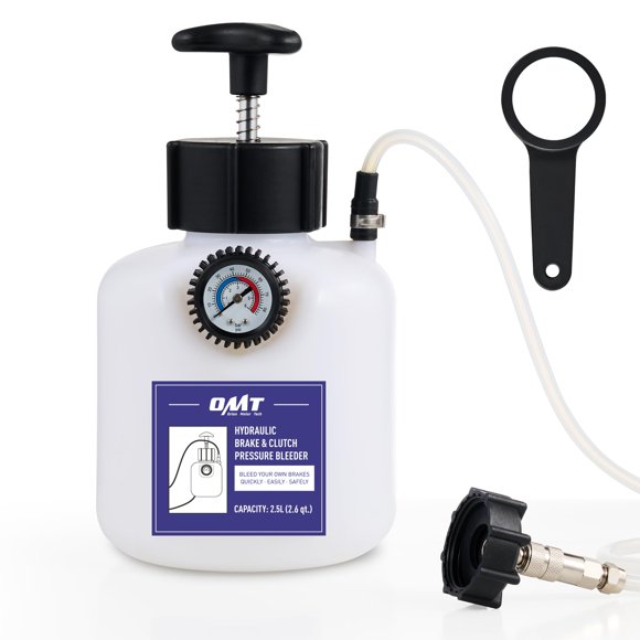 Orion Motor Tech Brake Bleeder Kit, One Person 2.5L Fluid Extractor, Hand Pump Master Cylinder Bleeder Kit with 2.6qt Bottle Gauge Hose Wre