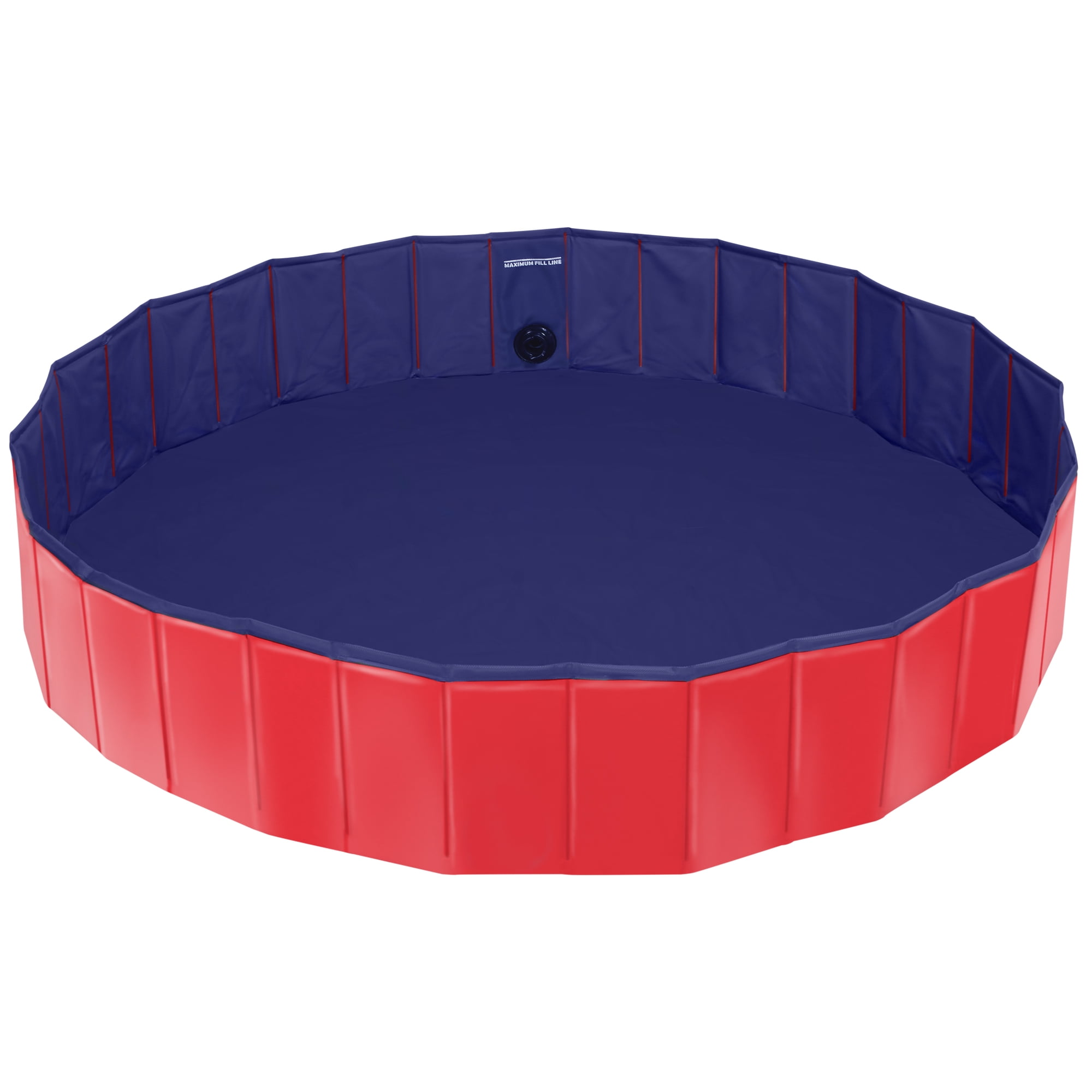 Foldable Pet Swimming Pool Wash Tub for Cats and Dogs, Red, XX-Large, 63"