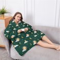 thumbnail image 5 of Oversized Wearable Blanket Hoodie,Green Sun Moon Cloud Pattern Sherpa Blanket Hoodie with Super Pockets,Super Warm Fuzzy Pullover for Women & Men, 5 of 6
