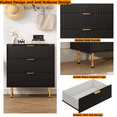 thumbnail image 4 of Black Wide 3 Drawer Nightstand Set of 2 , Wood Night Stand Bedside Table set for Bedroom, 4 of 6