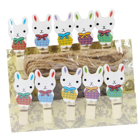 

10Pcs Easter Rabbit Photo Clips Sealing Clips Ornaments Colored Wooden Photo Holder for DIY Note Fixing Holiday Birthday Gifts style C