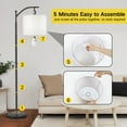thumbnail image 5 of OUTON 63" Arc Floor Lamp for Living Room, Modern Standing Lamp with Hanging Linen Shade, Metal Floor Lamp with 3 Color Temperatures LED Bulb for Bedroom(Black), 5 of 8
