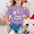 thumbnail image 2 of Icvfdpl T-Shirts pour Filles Rentrée des Classes, Enfants Pâques Col Rond Manches Pétales Couleur Unie T-Shirts Confortables pour Usage Quotidien 3-4 Ans, 2 of 4