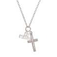 thumbnail image 2 of Delight Jewelry Silvertone Large Je T'aime Be Strong and Courageous Engraved Cross Zoey Necklace, 28", 2 of 4