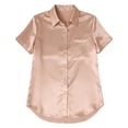 thumbnail image 6 of Nkmbld Womens Top Satin Blouse Short Sleeve Silk Tops Button Down Shirts Business Casual Outfits, 6 of 6