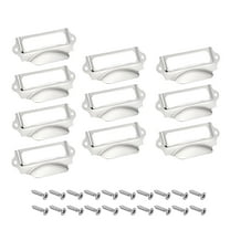 Label Holder Pull Handles Vintage Iron Silver Tone 90x41mm 10 Pcs w Screws