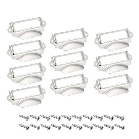 Label Holder Pull Handles Vintage Iron Silver Tone 90x41mm 10 Pcs w Screws