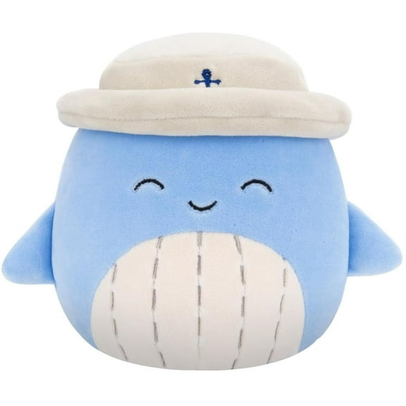 Squishmallows Original 16" Samir Blue Whale Plush with Bucket Hat