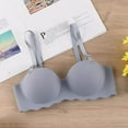 thumbnail image 3 of Women Bra Soft Comfortable Underwear Ladies Seamless Push-Up Bra with Four Rows Buckles Everyday Wear Blue Size A, 3 of 13