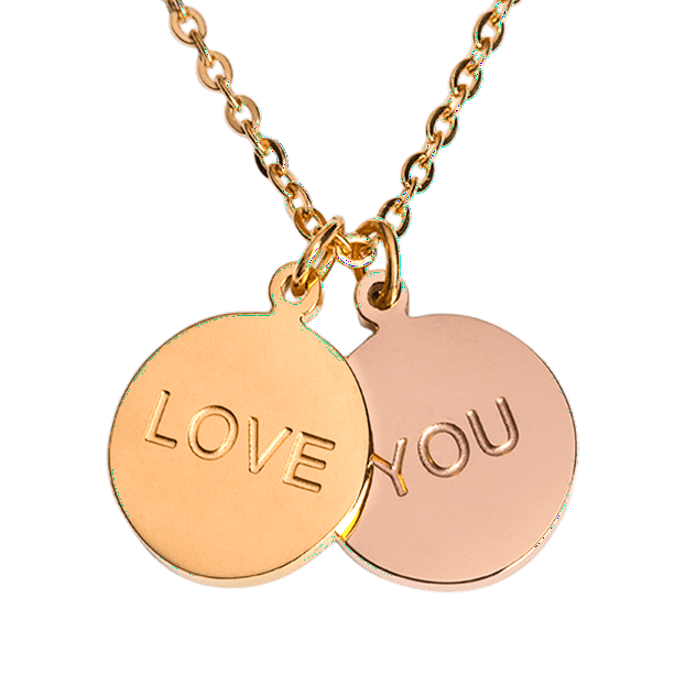 Collar de Mujer con Dijes Te Amo Love You LuckyLy, Cadena de Acero Inoxidable, Modelo Cora dorado UNITALLA