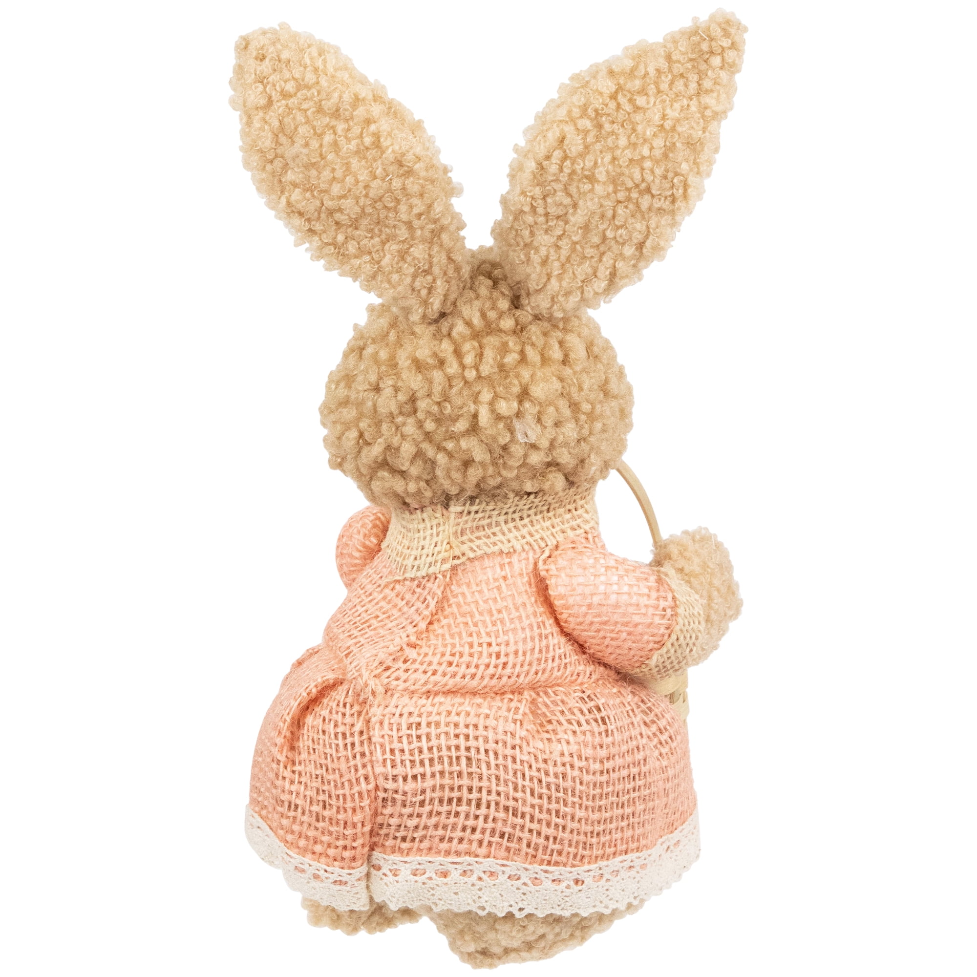 Northlight Plush Girl Easter Rabbit Decoration with Basket - 10"