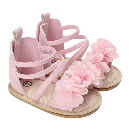 

Virmaxy Babys First Walkers (6-12m) Summer New Rose Childrens Shoes Baby Walking Shoes Flat Soft Bottom Baby Girls Sandals Pink