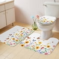 thumbnail image 4 of Country Daisy Bathroom Rugs Set Wildflowers Butterfly Retro Farm Botanical Non Slip Absorbent Soft Bath Mats 3 Piece Set with Bathroom Rug, U-Shaped Floor Mat, Toilet Seat Cover Large Size, 4 of 9