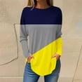 thumbnail image 2 of ATOYSOY Women's Casual Shirts Loose Dressy Tops Crew Neck Sweatshirts Outwear Color Block Pullover Workout Retro Fashion Long Sleeve Tees Fall Winter Yellow XL, 2 of 5