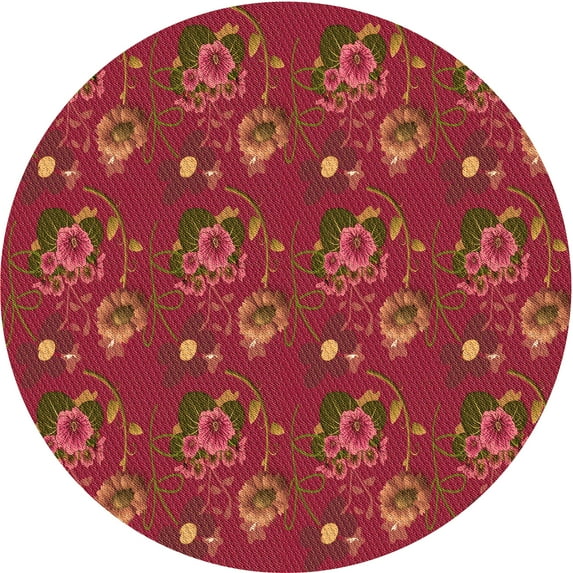 Ahgly Company Indoor Round Patterned Grapefruit Red Area Rugs, 8' Round