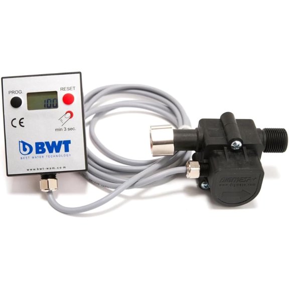 BWT Aquameter Water Filter Meter 3/8" with LCD Display Low Flow (10100 l/h) For Espresso Machines Compatible with BWT Bestmax & Besttaste Filters