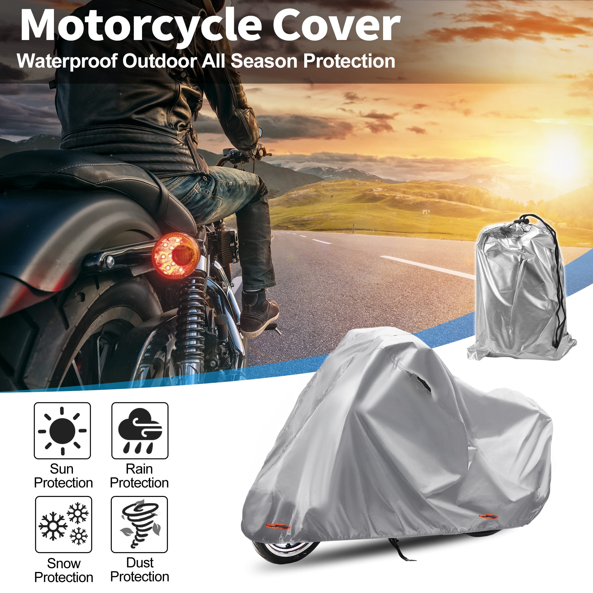 Unique Bargains Full Cover Motorcycle Cover 210D-PU Grey for Suzuki V-Strom 250 2022-2024 Outdoor Waterproof Motorbike Cover
