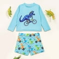 thumbnail image 2 of Boys Two Piece Swimsuit Long Sleeve Cartoon Cute Student Swimsuit For Kids,Toddler Baby Size 2-3T,Blue, 2 of 7