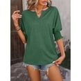 thumbnail image 5 of Summer Women's Loose V-neck Bat Sleeves Colorful Cotton T-shirt, 5 of 7