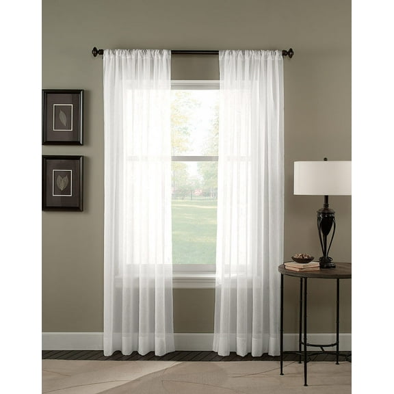 Best Linen Solid White Sheer Voile Window Treatment Curtain, 54” x 95”