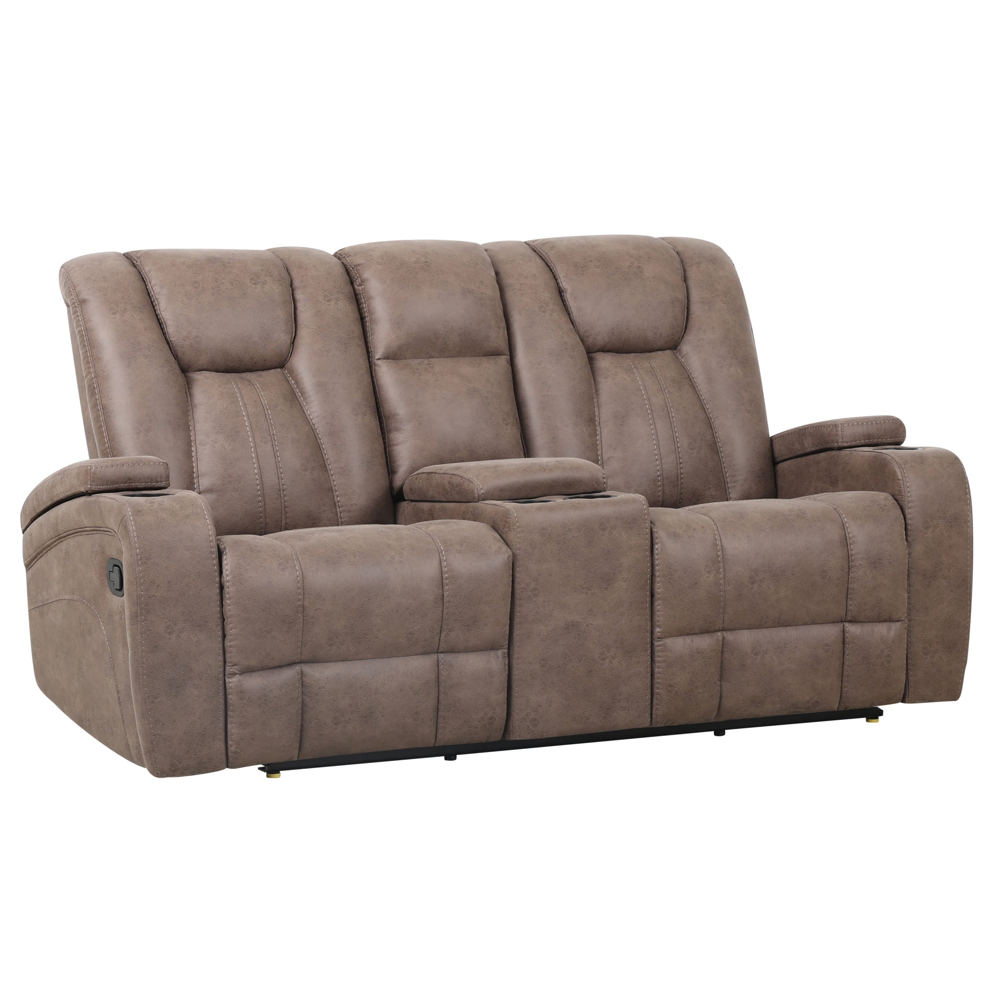 Steve Silver Marlow Sand Faux Suede Manual Reclining Loveseat