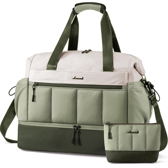 LOVEVOOK Travel Duffel Bag, Weekender Bags for Women, Large Overnight Bags with Shoe Compartment, 38L Carry on Gym Hospital Bag with Wet Pocket, 2 Pcs