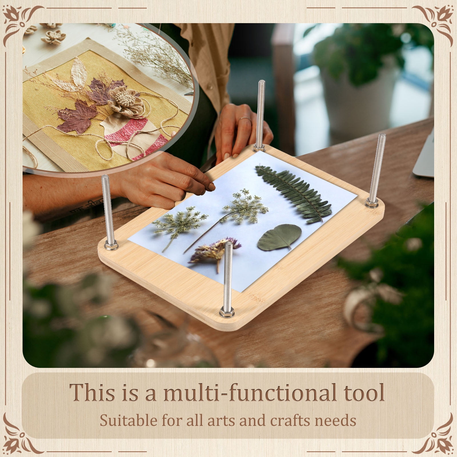 Toorise Wooden Book Press for Handmade Bookbinding Large Size Wood Bookbinding Press Easy to Use Multifunctional Manual Book Press With Handle for Craft Enthusiasts