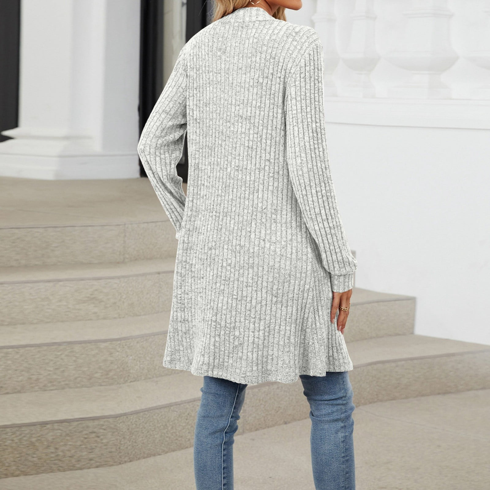 Cardigan Femme Manches Longues Avec Fermeture éclair Et Poches - Couleur Unie, Style Décontracté Automne - 7