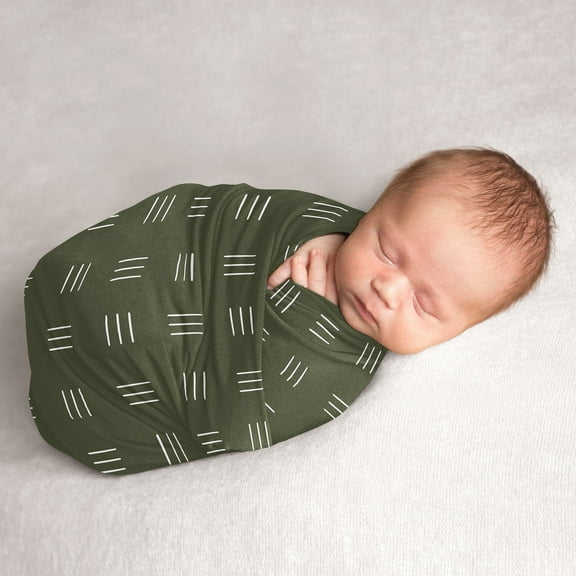 Sweet Jojo Designs Jungle Green and White Swaddle Blanket
