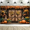 thumbnail image 5 of 5x3ft Fall Backdrop with Pumpkin, Barn Door & Maple Leaves - Thanksgiving Photography Background for Kids Portraits, Baby Shower Decor, Autumn Family Photos, 5 of 5